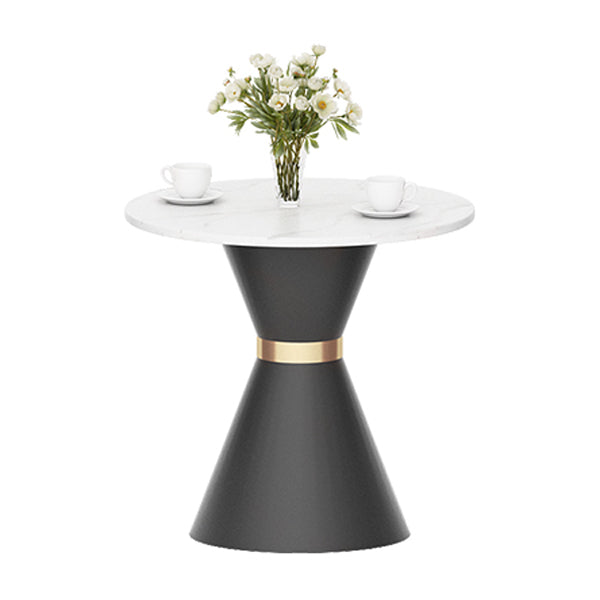 Luxury Sintered Stone Top Dining Table Indoor Round Table with Metal Pedestal Black 27.6"L x 27.6"W x 29.5"H Without Chairs Clearhalo 'Dining Tables & Seating' 'Dining Tables' 'dining_table' 'furn' 'furn_dining_table' 'Furniture' 'furniture_dining_table' 'Kitchen & Dining Furniture' 'kitchen' 'kitchen_dining_table' 4985714