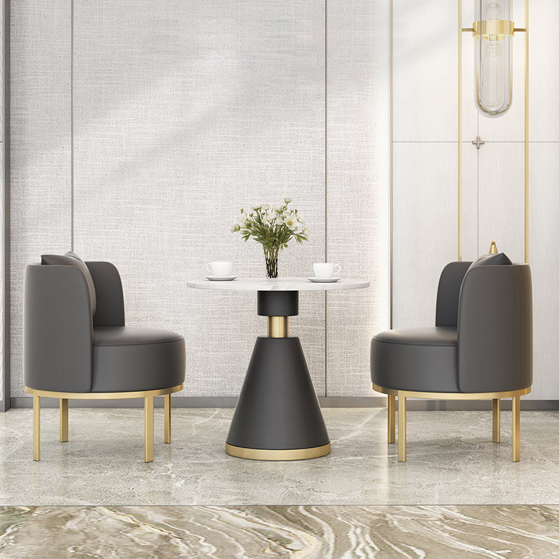 Luxury Sintered Stone Top Dining Table Indoor Round Table with Metal Pedestal Clearhalo 'Dining Tables & Seating' 'Dining Tables' 'dining_table' 'furn' 'furn_dining_table' 'Furniture' 'furniture_dining_table' 'Kitchen & Dining Furniture' 'kitchen' 'kitchen_dining_table' 4985723