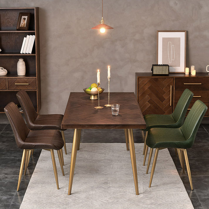 Rectangle Dining Side Table Traditional Luxury Solid Wood Dinner Table with 4 Legs Clearhalo 'Dining Tables & Seating' 'Dining Tables' 'dining_table' 'furn' 'furn_dining_table' 'Furniture' 'furniture_dining_table' 'Kitchen & Dining Furniture' 'kitchen' 'kitchen_dining_table' 4985739