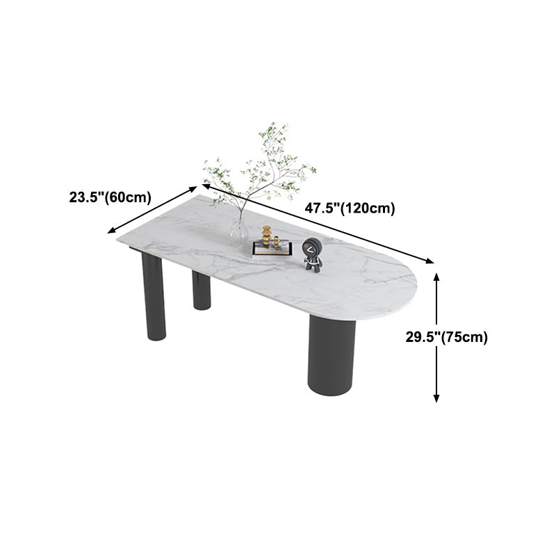 Modern Style Dining Table White Sintered Stone Dining Table with Black Base for Kitchen Clearhalo 'Dining Tables & Seating' 'Dining Tables' 'dining_table' 'furn' 'furn_dining_table' 'Furniture' 'furniture_dining_table' 'Kitchen & Dining Furniture' 'kitchen' 'kitchen_dining_table' 4985756