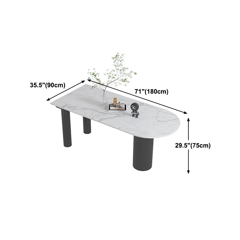 Modern Style Dining Table White Sintered Stone Dining Table with Black Base for Kitchen Clearhalo 'Dining Tables & Seating' 'Dining Tables' 'dining_table' 'furn' 'furn_dining_table' 'Furniture' 'furniture_dining_table' 'Kitchen & Dining Furniture' 'kitchen' 'kitchen_dining_table' 4985759