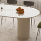 Sintered Stone Luxury White Table Oval Dining Table with Double Pedestal Clearhalo 'Dining Tables & Seating' 'Dining Tables' 'dining_table' 'furn' 'furn_dining_table' 'Furniture' 'furniture_dining_table' 'Kitchen & Dining Furniture' 'kitchen' 'kitchen_dining_table' 4985765