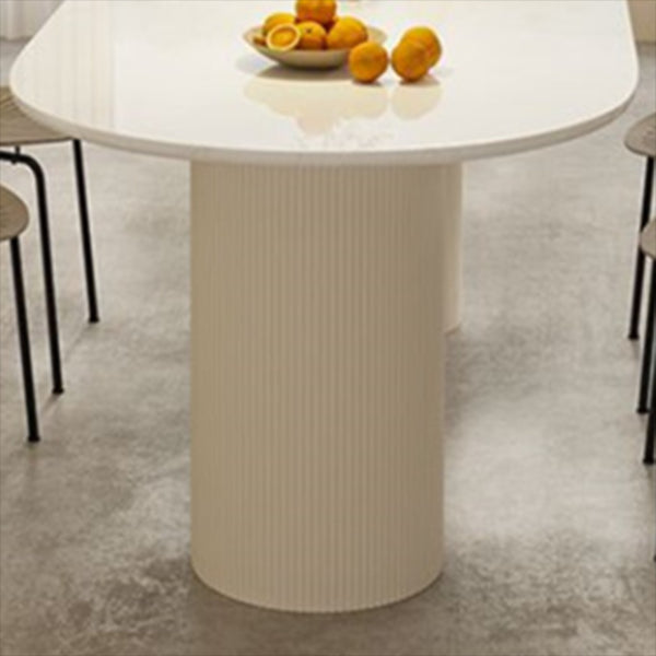 Sintered Stone Luxury White Table Oval Dining Table with Double Pedestal Clearhalo 'Dining Tables & Seating' 'Dining Tables' 'dining_table' 'furn' 'furn_dining_table' 'Furniture' 'furniture_dining_table' 'Kitchen & Dining Furniture' 'kitchen' 'kitchen_dining_table' 4985766