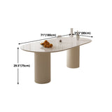 Sintered Stone Luxury White Table Oval Dining Table with Double Pedestal Clearhalo 'Dining Tables & Seating' 'Dining Tables' 'dining_table' 'furn' 'furn_dining_table' 'Furniture' 'furniture_dining_table' 'Kitchen & Dining Furniture' 'kitchen' 'kitchen_dining_table' 4985771