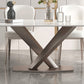 Modern Dining Table Rectangle Stone Top Table with Stainless Steel Pedestal Base Clearhalo 'Dining Tables & Seating' 'Dining Tables' 'dining_table' 'furn' 'furn_dining_table' 'Furniture' 'furniture_dining_table' 'Kitchen & Dining Furniture' 'kitchen' 'kitchen_dining_table' 4985781