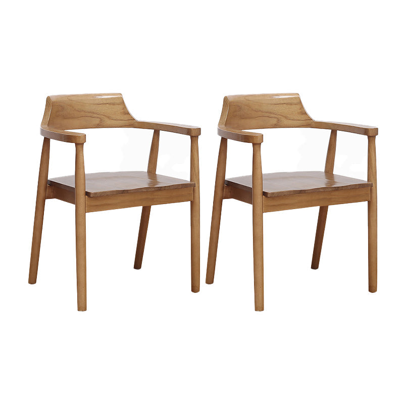 Arm Dining Chairs Contemporary Solid Wood Side Chairs for Dining Room Brown 2 Piece Set Brown Clearhalo 'Dining Chairs' 'Dining Tables & Seating' 'dining_chair' 'furn' 'furn_dining_chair' 'Furniture' 'furniture_dining_chair' 'Kitchen & Dining Furniture' 4985803
