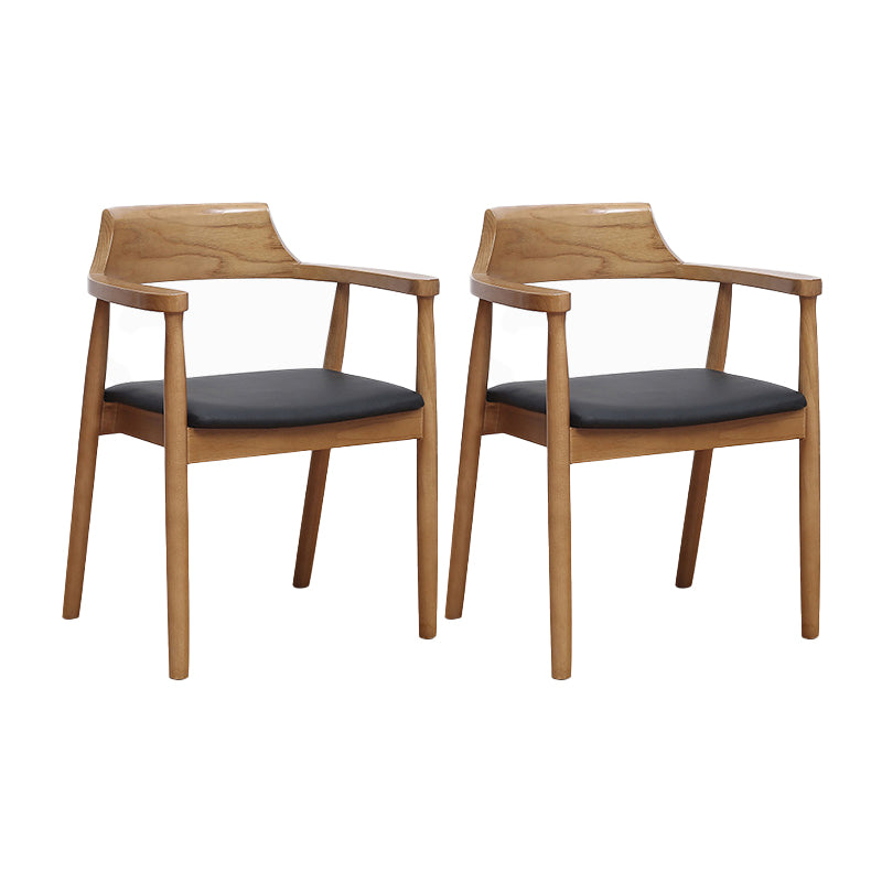 Arm Dining Chairs Contemporary Solid Wood Side Chairs for Dining Room Matt Black 2 Piece Set Brown Clearhalo 'Dining Chairs' 'Dining Tables & Seating' 'dining_chair' 'furn' 'furn_dining_chair' 'Furniture' 'furniture_dining_chair' 'Kitchen & Dining Furniture' 4985805