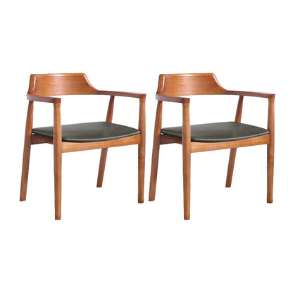 Arm Dining Chairs Contemporary Solid Wood Side Chairs for Dining Room Black White 2 Piece Set Brown Clearhalo 'Dining Chairs' 'Dining Tables & Seating' 'dining_chair' 'furn' 'furn_dining_chair' 'Furniture' 'furniture_dining_chair' 'Kitchen & Dining Furniture' 4985808