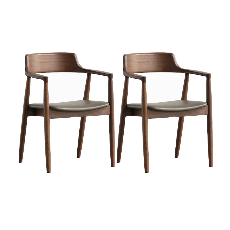 Arm Dining Chairs Contemporary Solid Wood Side Chairs for Dining Room Green 2 Piece Set Walnut Clearhalo 'Dining Chairs' 'Dining Tables & Seating' 'dining_chair' 'furn' 'furn_dining_chair' 'Furniture' 'furniture_dining_chair' 'Kitchen & Dining Furniture' 4985821