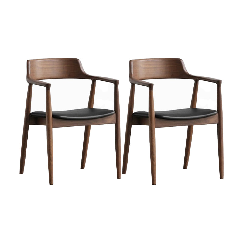 Arm Dining Chairs Contemporary Solid Wood Side Chairs for Dining Room Matt Black 2 Piece Set Walnut Clearhalo 'Dining Chairs' 'Dining Tables & Seating' 'dining_chair' 'furn' 'furn_dining_chair' 'Furniture' 'furniture_dining_chair' 'Kitchen & Dining Furniture' 4985823