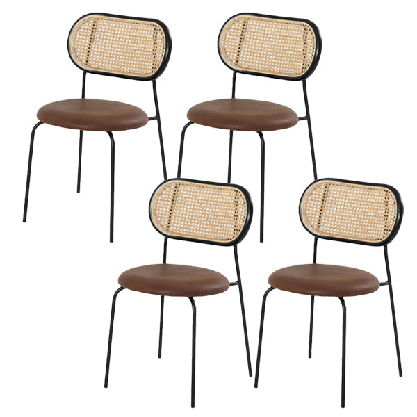 Modern Style Faux Leather Chair Open Back Dining Room Chair for Home Brown-Black 4 Piece Set Clearhalo 'Dining Chairs' 'Dining Tables & Seating' 'dining_chair' 'furn' 'furn_dining_chair' 'Furniture' 'furniture_dining_chair' 'Kitchen & Dining Furniture' 4985832