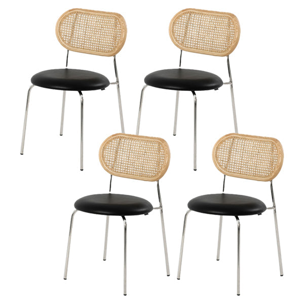 Modern Style Faux Leather Chair Open Back Dining Room Chair for Home Natural Wood Black 4 Piece Set Clearhalo 'Dining Chairs' 'Dining Tables & Seating' 'dining_chair' 'furn' 'furn_dining_chair' 'Furniture' 'furniture_dining_chair' 'Kitchen & Dining Furniture' 4985844