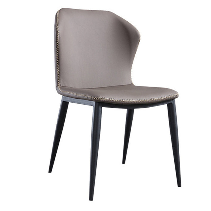 Leather Contemporary Style Dining Chair Matte Finish Wingback Side Chair Grey 1 Piece Clearhalo 'Dining Chairs' 'Dining Tables & Seating' 'dining_chair' 'furn' 'furn_dining_chair' 'Furniture' 'furniture_dining_chair' 'Kitchen & Dining Furniture' 4985851