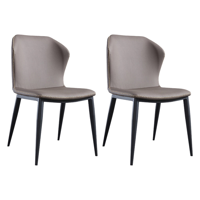 Leather Contemporary Style Dining Chair Matte Finish Wingback Side Chair Grey 2 Piece Set Clearhalo 'Dining Chairs' 'Dining Tables & Seating' 'dining_chair' 'furn' 'furn_dining_chair' 'Furniture' 'furniture_dining_chair' 'Kitchen & Dining Furniture' 4985852