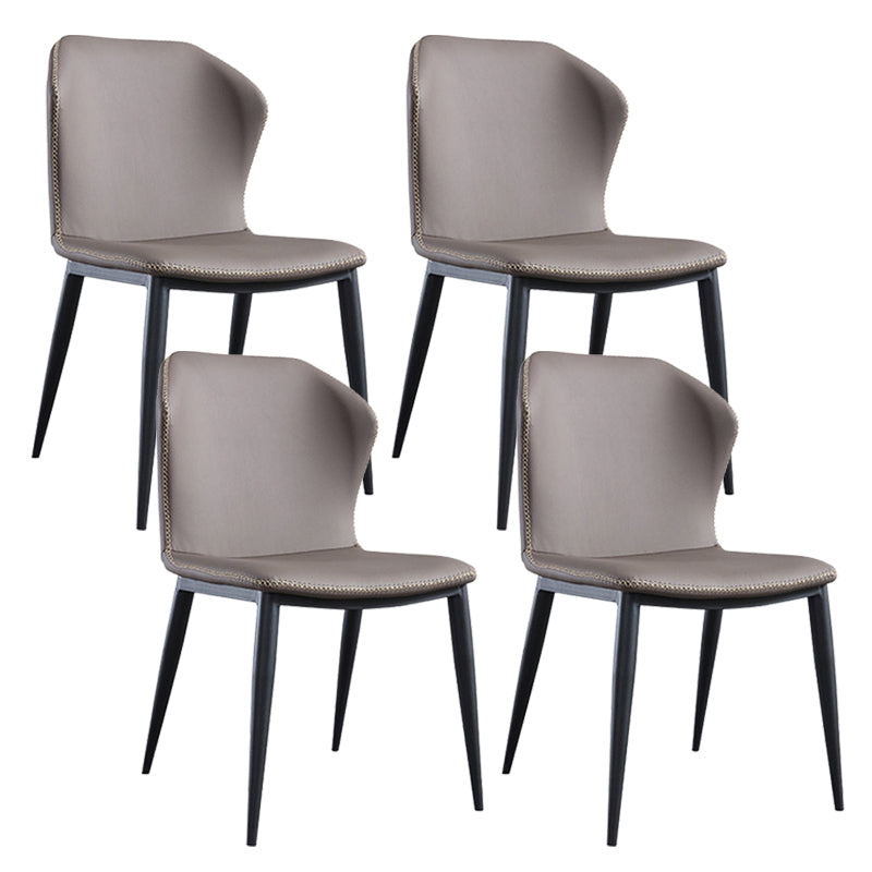 Leather Contemporary Style Dining Chair Matte Finish Wingback Side Chair Grey 4 Piece Set Clearhalo 'Dining Chairs' 'Dining Tables & Seating' 'dining_chair' 'furn' 'furn_dining_chair' 'Furniture' 'furniture_dining_chair' 'Kitchen & Dining Furniture' 4985854