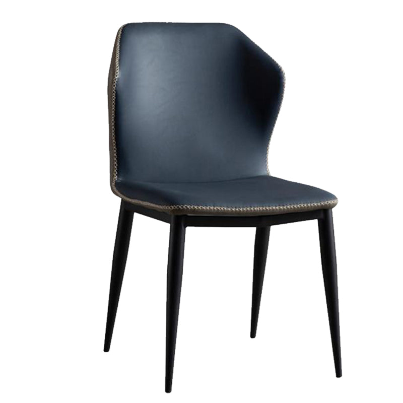 Leather Contemporary Style Dining Chair Matte Finish Wingback Side Chair Dark Blue 1 Piece Clearhalo 'Dining Chairs' 'Dining Tables & Seating' 'dining_chair' 'furn' 'furn_dining_chair' 'Furniture' 'furniture_dining_chair' 'Kitchen & Dining Furniture' 4985856