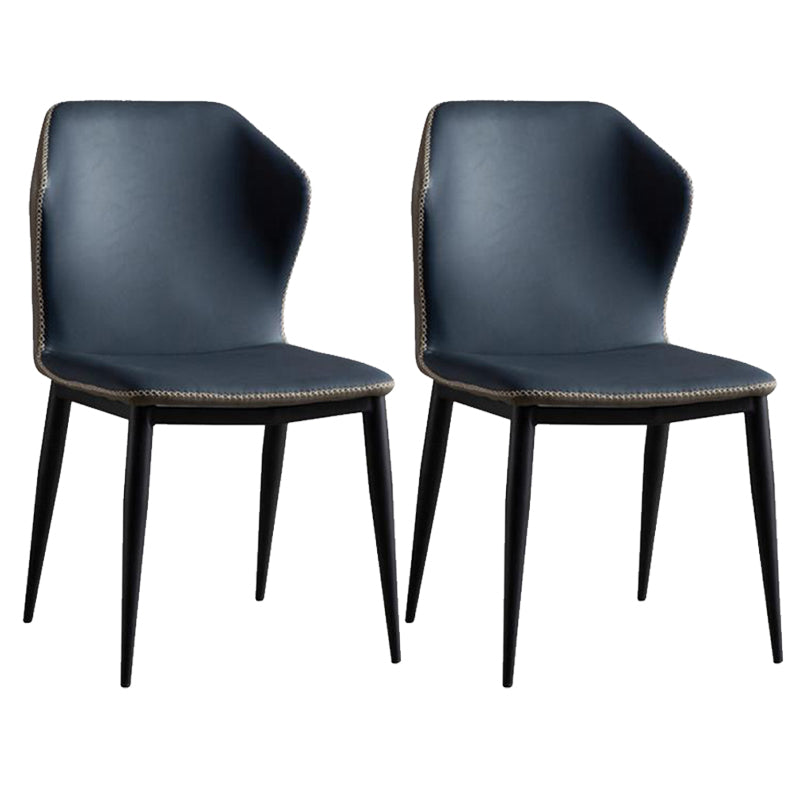 Leather Contemporary Style Dining Chair Matte Finish Wingback Side Chair Dark Blue 2 Piece Set Clearhalo 'Dining Chairs' 'Dining Tables & Seating' 'dining_chair' 'furn' 'furn_dining_chair' 'Furniture' 'furniture_dining_chair' 'Kitchen & Dining Furniture' 4985859