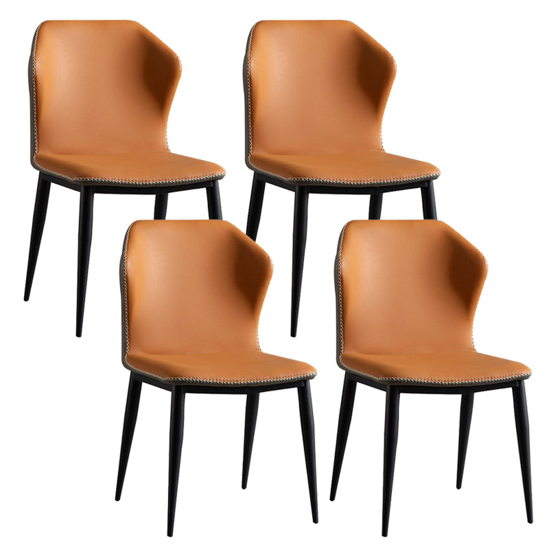 Leather Contemporary Style Dining Chair Matte Finish Wingback Side Chair Orange 4 Piece Set Clearhalo 'Dining Chairs' 'Dining Tables & Seating' 'dining_chair' 'furn' 'furn_dining_chair' 'Furniture' 'furniture_dining_chair' 'Kitchen & Dining Furniture' 4985867