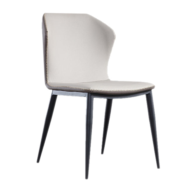 Leather Contemporary Style Dining Chair Matte Finish Wingback Side Chair Off-White 1 Piece Clearhalo 'Dining Chairs' 'Dining Tables & Seating' 'dining_chair' 'furn' 'furn_dining_chair' 'Furniture' 'furniture_dining_chair' 'Kitchen & Dining Furniture' 4985869
