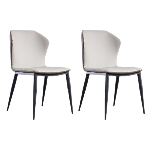 Leather Contemporary Style Dining Chair Matte Finish Wingback Side Chair Off-White 2 Piece Set Clearhalo 'Dining Chairs' 'Dining Tables & Seating' 'dining_chair' 'furn' 'furn_dining_chair' 'Furniture' 'furniture_dining_chair' 'Kitchen & Dining Furniture' 4985870