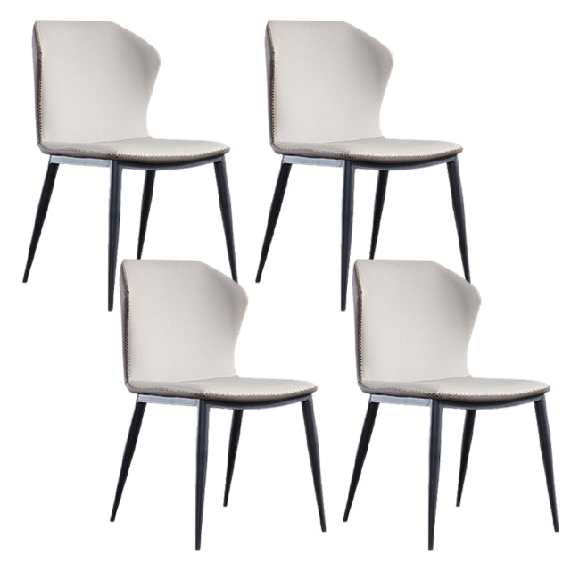 Leather Contemporary Style Dining Chair Matte Finish Wingback Side Chair Off-White 4 Piece Set Clearhalo 'Dining Chairs' 'Dining Tables & Seating' 'dining_chair' 'furn' 'furn_dining_chair' 'Furniture' 'furniture_dining_chair' 'Kitchen & Dining Furniture' 4985871