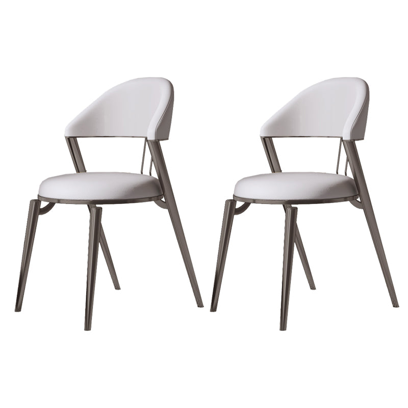 Glam Style Leather Dining Side Chair Open Back Indoor Dining Chair Beige 2 Piece Set Black Clearhalo 'Dining Chairs' 'Dining Tables & Seating' 'dining_chair' 'furn' 'furn_dining_chair' 'Furniture' 'furniture_dining_chair' 'Kitchen & Dining Furniture' 4985875