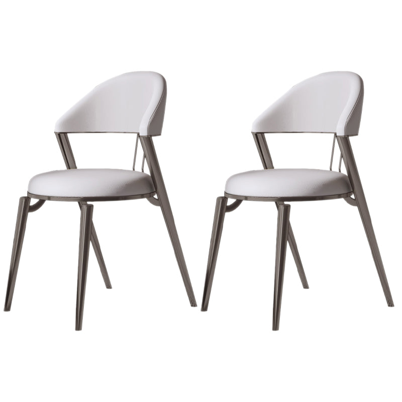 Glam Style Leather Dining Side Chair Open Back Indoor Dining Chair Beige 2 Piece Set Gray Clearhalo 'Dining Chairs' 'Dining Tables & Seating' 'dining_chair' 'furn' 'furn_dining_chair' 'Furniture' 'furniture_dining_chair' 'Kitchen & Dining Furniture' 4985877