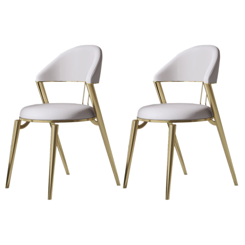 Glam Style Leather Dining Side Chair Open Back Indoor Dining Chair Beige 2 Piece Set Brass Gold Clearhalo 'Dining Chairs' 'Dining Tables & Seating' 'dining_chair' 'furn' 'furn_dining_chair' 'Furniture' 'furniture_dining_chair' 'Kitchen & Dining Furniture' 4985880