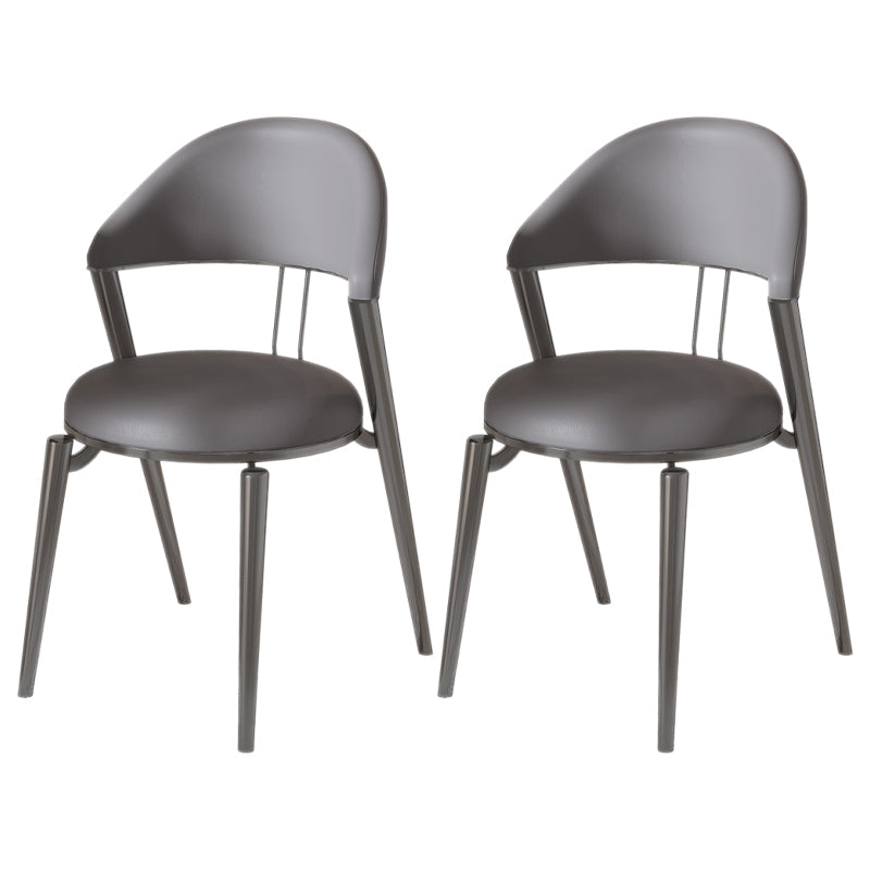 Glam Style Leather Dining Side Chair Open Back Indoor Dining Chair Dark Gray 2 Piece Set Gray Clearhalo 'Dining Chairs' 'Dining Tables & Seating' 'dining_chair' 'furn' 'furn_dining_chair' 'Furniture' 'furniture_dining_chair' 'Kitchen & Dining Furniture' 4985886