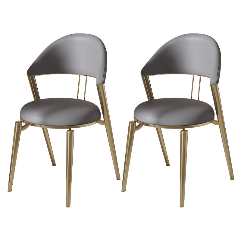 Glam Style Leather Dining Side Chair Open Back Indoor Dining Chair Dark Gray 2 Piece Set Brass Gold Clearhalo 'Dining Chairs' 'Dining Tables & Seating' 'dining_chair' 'furn' 'furn_dining_chair' 'Furniture' 'furniture_dining_chair' 'Kitchen & Dining Furniture' 4985889