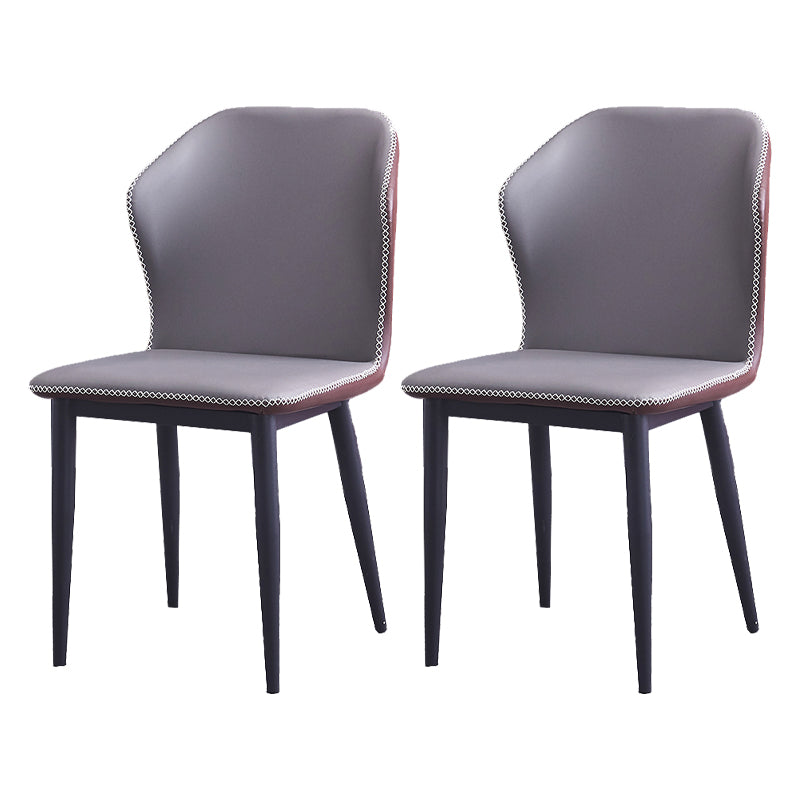 Armless Dining Chairs Contemporary Faux Leather Side Chairs for Dining Room Grey 2 Piece Set Clearhalo 'Dining Chairs' 'Dining Tables & Seating' 'dining_chair' 'furn' 'furn_dining_chair' 'Furniture' 'furniture_dining_chair' 'Kitchen & Dining Furniture' 4985896