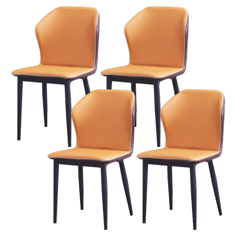Armless Dining Chairs Contemporary Faux Leather Side Chairs for Dining Room Orange 4 Piece Set Clearhalo 'Dining Chairs' 'Dining Tables & Seating' 'dining_chair' 'furn' 'furn_dining_chair' 'Furniture' 'furniture_dining_chair' 'Kitchen & Dining Furniture' 4985902