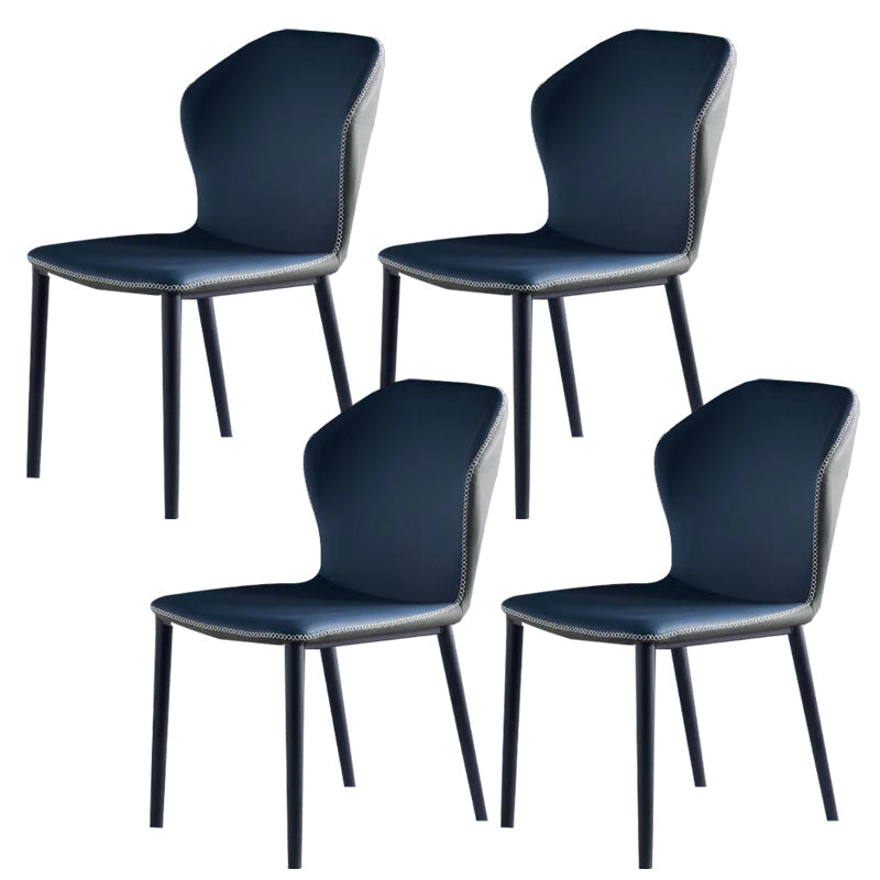 Armless Dining Chairs Contemporary Faux Leather Side Chairs for Dining Room Blue 4 Piece Set Clearhalo 'Dining Chairs' 'Dining Tables & Seating' 'dining_chair' 'furn' 'furn_dining_chair' 'Furniture' 'furniture_dining_chair' 'Kitchen & Dining Furniture' 4985905