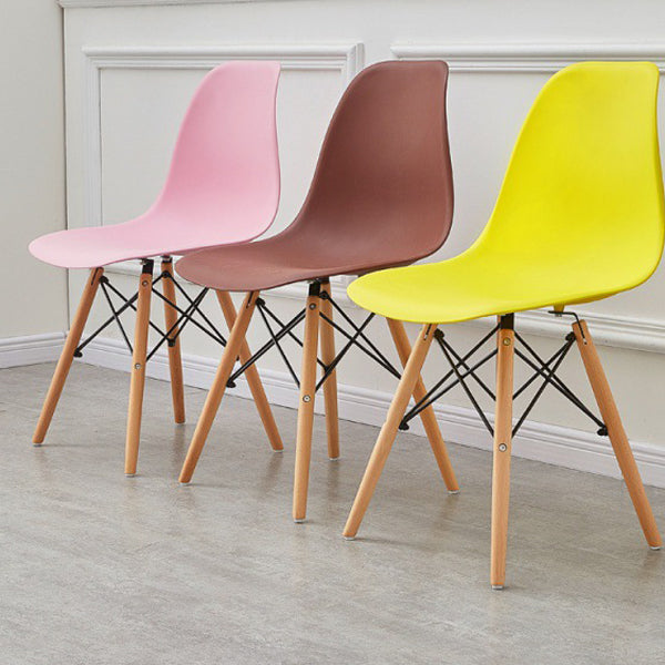 Scandinavian Wood Kitchen Dining Chair Armless Solid Back Chair Clearhalo 'Dining Chairs' 'Dining Tables & Seating' 'dining_chair' 'Furniture' 'furniture_dining_chair' 'Kitchen & Dining Furniture' 4985922