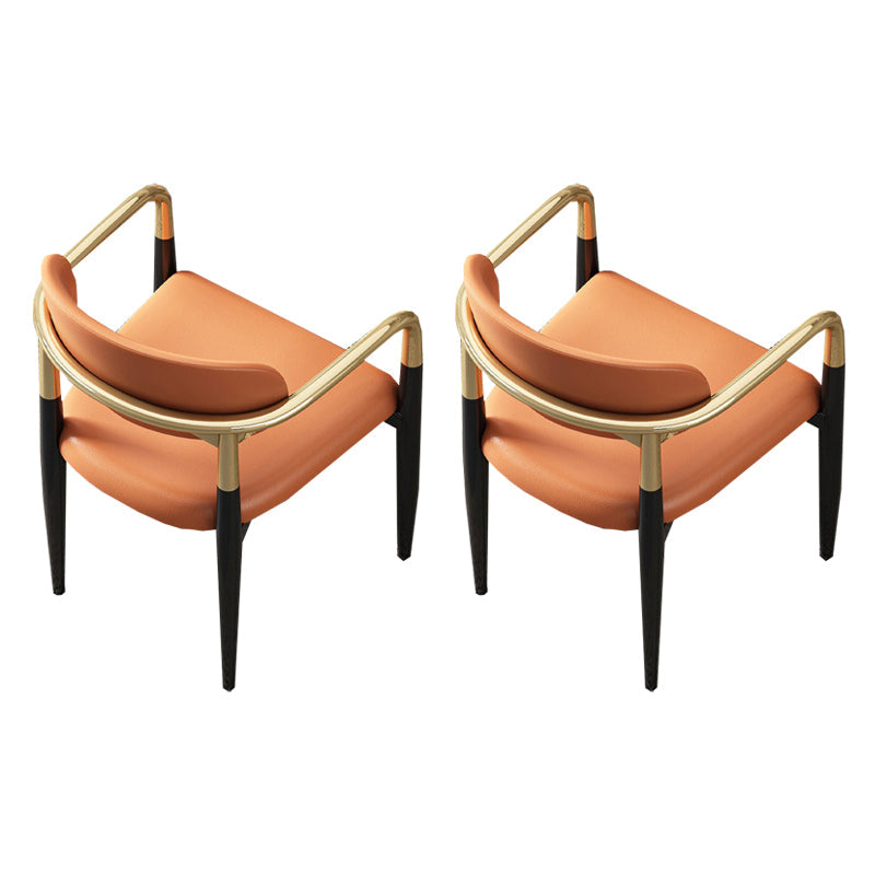Modern Dining Room Side Chairs Arm Dining Chairs for Kitchen Orange 2 Piece Set Clearhalo 'Dining Chairs' 'Dining Tables & Seating' 'dining_chair' 'furn' 'furn_dining_chair' 'Furniture' 'furniture_dining_chair' 'Kitchen & Dining Furniture' 4985943