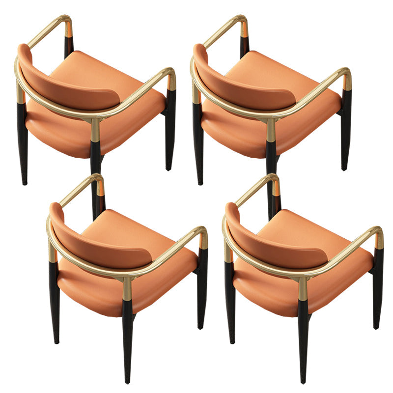 Modern Dining Room Side Chairs Arm Dining Chairs for Kitchen Orange 4 Piece Set Clearhalo 'Dining Chairs' 'Dining Tables & Seating' 'dining_chair' 'furn' 'furn_dining_chair' 'Furniture' 'furniture_dining_chair' 'Kitchen & Dining Furniture' 4985946
