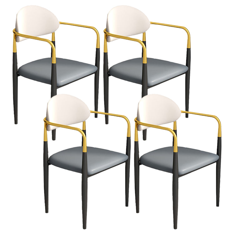 Modern Dining Room Side Chairs Arm Dining Chairs for Kitchen Grey 4 Piece Set Clearhalo 'Dining Chairs' 'Dining Tables & Seating' 'dining_chair' 'furn' 'furn_dining_chair' 'Furniture' 'furniture_dining_chair' 'Kitchen & Dining Furniture' 4985952
