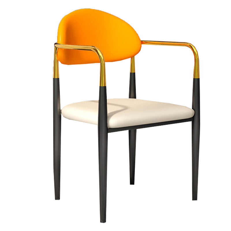 Modern Dining Room Side Chairs Arm Dining Chairs for Kitchen White-Saffron 1 Piece Clearhalo 'Dining Chairs' 'Dining Tables & Seating' 'dining_chair' 'furn' 'furn_dining_chair' 'Furniture' 'furniture_dining_chair' 'Kitchen & Dining Furniture' 4985953