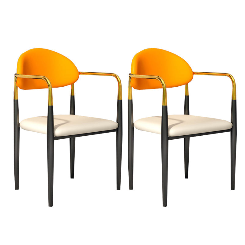 Modern Dining Room Side Chairs Arm Dining Chairs for Kitchen White-Saffron 2 Piece Set Clearhalo 'Dining Chairs' 'Dining Tables & Seating' 'dining_chair' 'furn' 'furn_dining_chair' 'Furniture' 'furniture_dining_chair' 'Kitchen & Dining Furniture' 4985954
