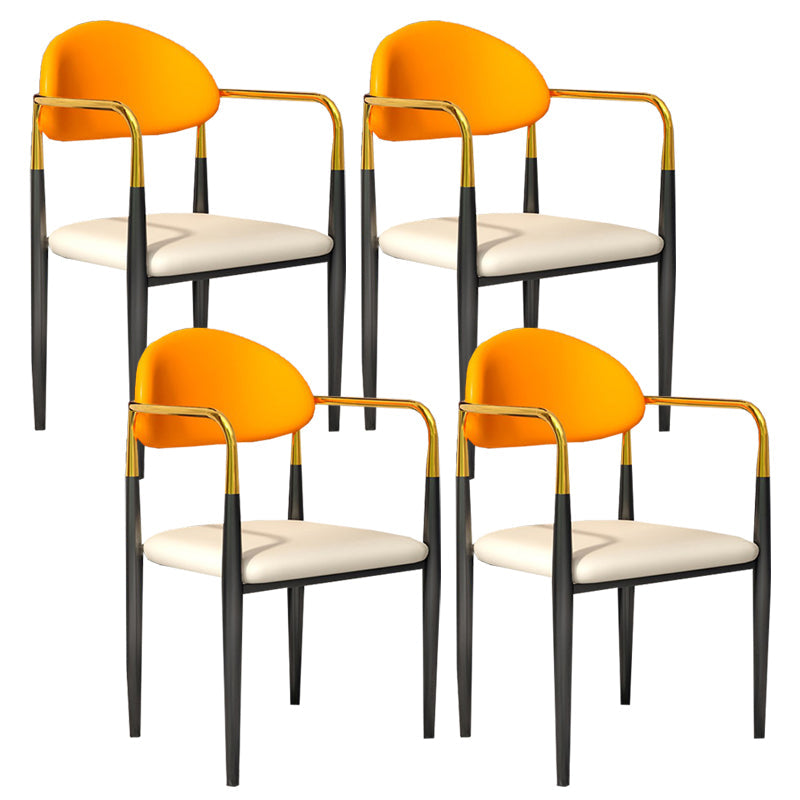 Modern Dining Room Side Chairs Arm Dining Chairs for Kitchen White-Saffron 4 Piece Set Clearhalo 'Dining Chairs' 'Dining Tables & Seating' 'dining_chair' 'furn' 'furn_dining_chair' 'Furniture' 'furniture_dining_chair' 'Kitchen & Dining Furniture' 4985955