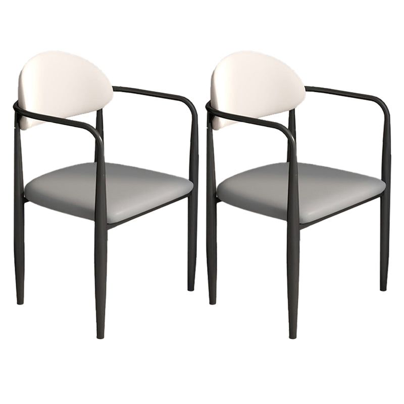 Modern Dining Room Side Chairs Arm Dining Chairs for Kitchen Black-Gray 2 Piece Set Clearhalo 'Dining Chairs' 'Dining Tables & Seating' 'dining_chair' 'furn' 'furn_dining_chair' 'Furniture' 'furniture_dining_chair' 'Kitchen & Dining Furniture' 4985957