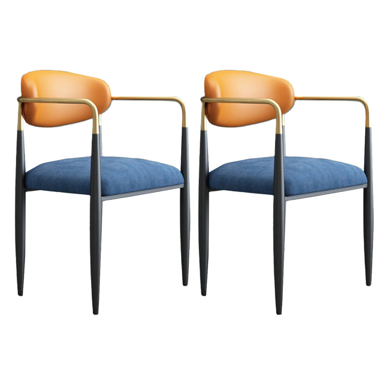 Modern Dining Room Side Chairs Arm Dining Chairs for Kitchen Blue 2 Piece Set Clearhalo 'Dining Chairs' 'Dining Tables & Seating' 'dining_chair' 'furn' 'furn_dining_chair' 'Furniture' 'furniture_dining_chair' 'Kitchen & Dining Furniture' 4985960