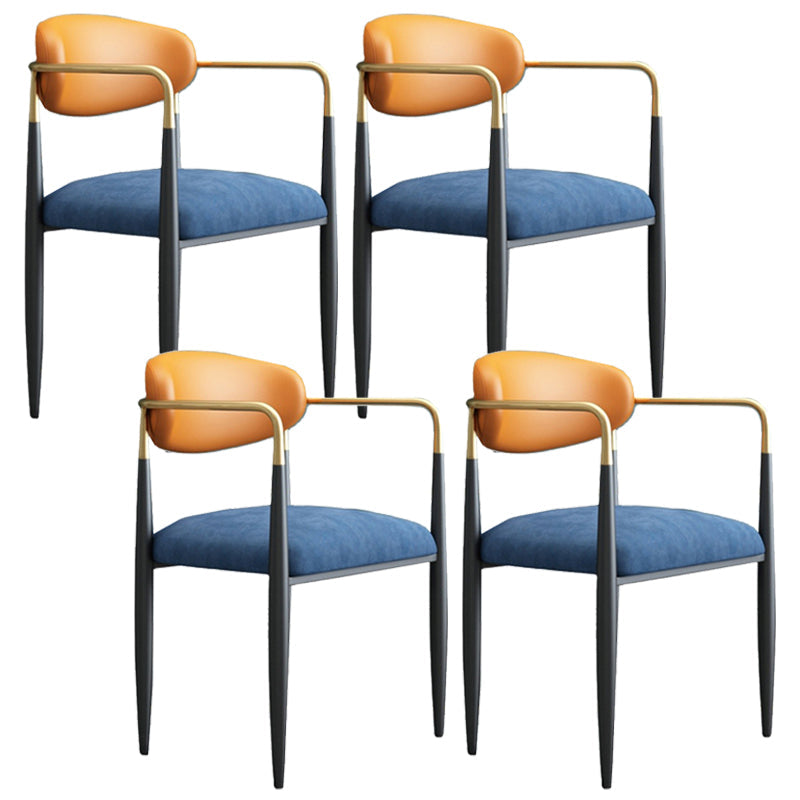 Modern Dining Room Side Chairs Arm Dining Chairs for Kitchen Blue 4 Piece Set Clearhalo 'Dining Chairs' 'Dining Tables & Seating' 'dining_chair' 'furn' 'furn_dining_chair' 'Furniture' 'furniture_dining_chair' 'Kitchen & Dining Furniture' 4985961