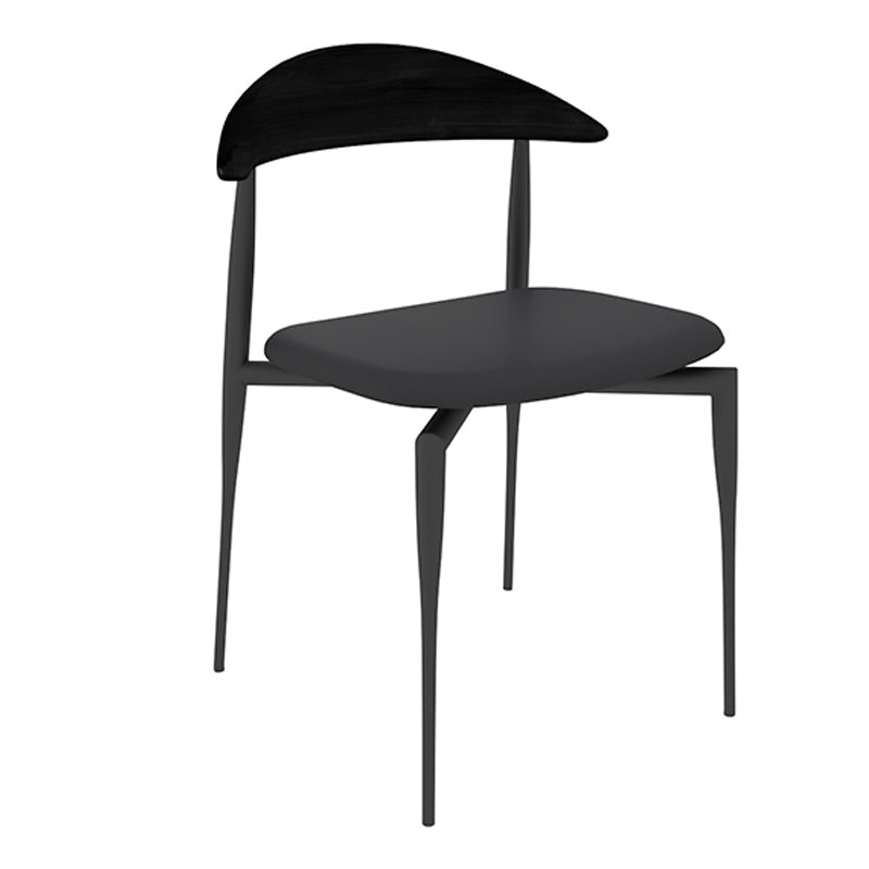 Faux Leather Side Chair Contemporary Open Back Dining Room Chair Black 1 Piece Clearhalo 'Dining Chairs' 'Dining Tables & Seating' 'dining_chair' 'furn' 'furn_dining_chair' 'Furniture' 'furniture_dining_chair' 'Kitchen & Dining Furniture' 4985984