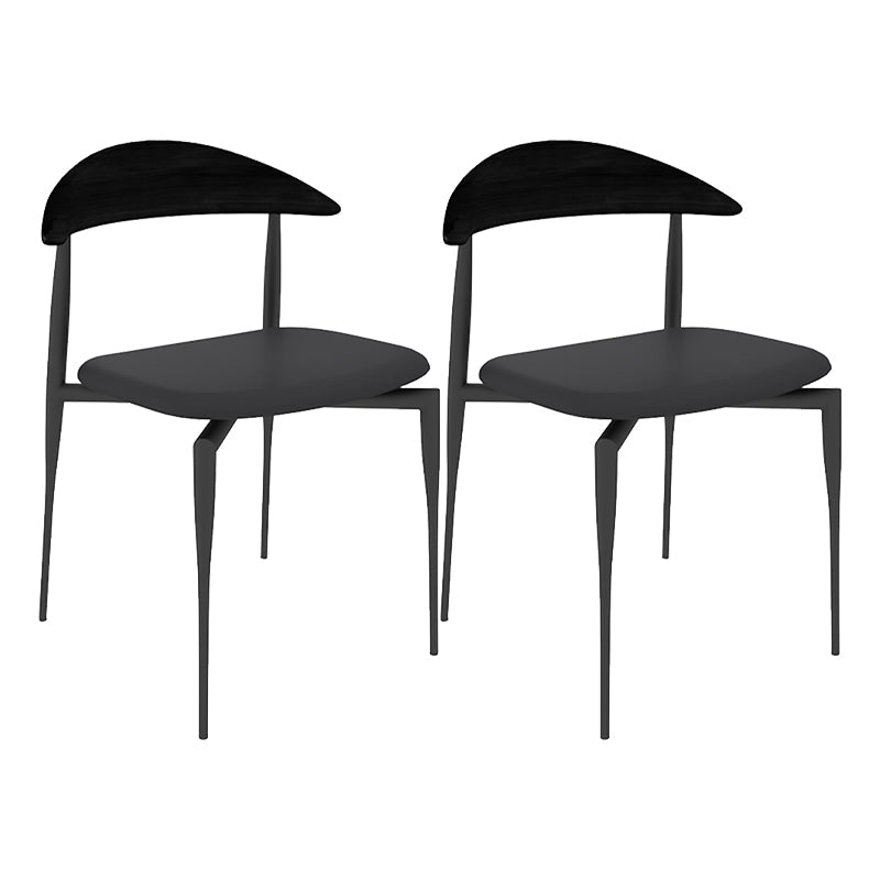 Faux Leather Side Chair Contemporary Open Back Dining Room Chair Black 2 Piece Set Clearhalo 'Dining Chairs' 'Dining Tables & Seating' 'dining_chair' 'furn' 'furn_dining_chair' 'Furniture' 'furniture_dining_chair' 'Kitchen & Dining Furniture' 4985985