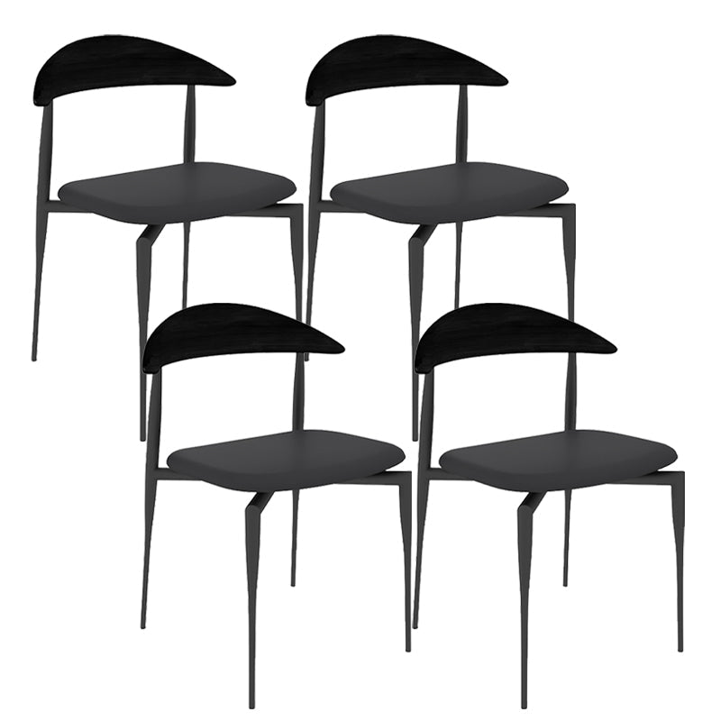 Faux Leather Side Chair Contemporary Open Back Dining Room Chair Black 4 Piece Set Clearhalo 'Dining Chairs' 'Dining Tables & Seating' 'dining_chair' 'furn' 'furn_dining_chair' 'Furniture' 'furniture_dining_chair' 'Kitchen & Dining Furniture' 4985987