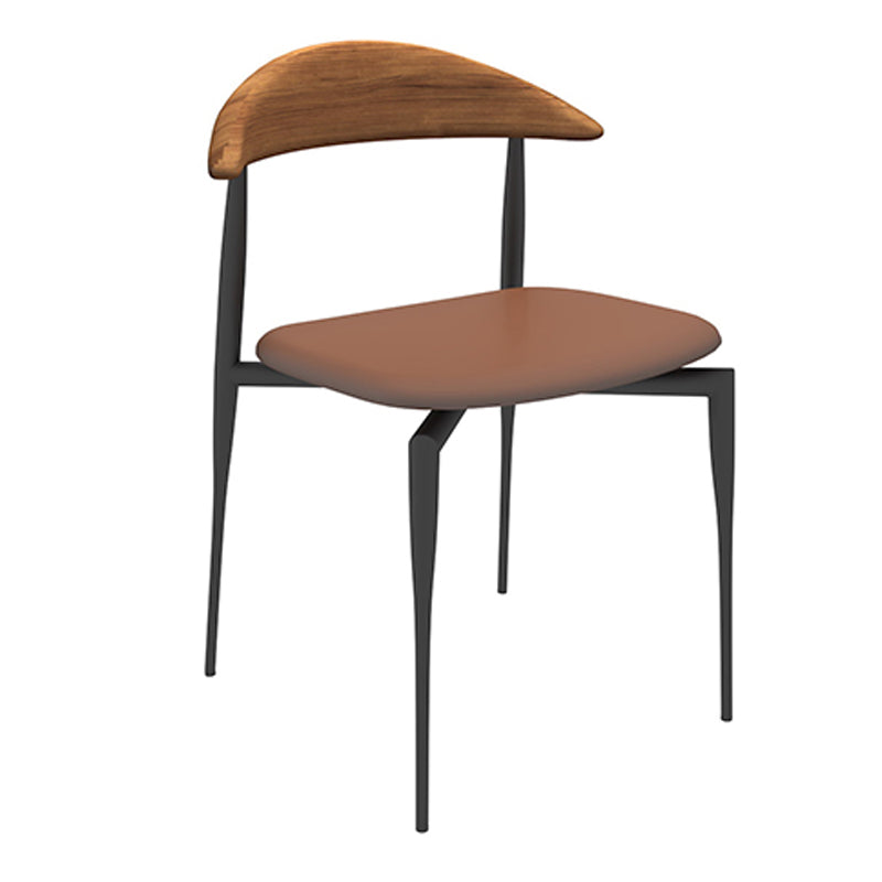 Faux Leather Side Chair Contemporary Open Back Dining Room Chair Brown 1 Piece Clearhalo 'Dining Chairs' 'Dining Tables & Seating' 'dining_chair' 'furn' 'furn_dining_chair' 'Furniture' 'furniture_dining_chair' 'Kitchen & Dining Furniture' 4985990