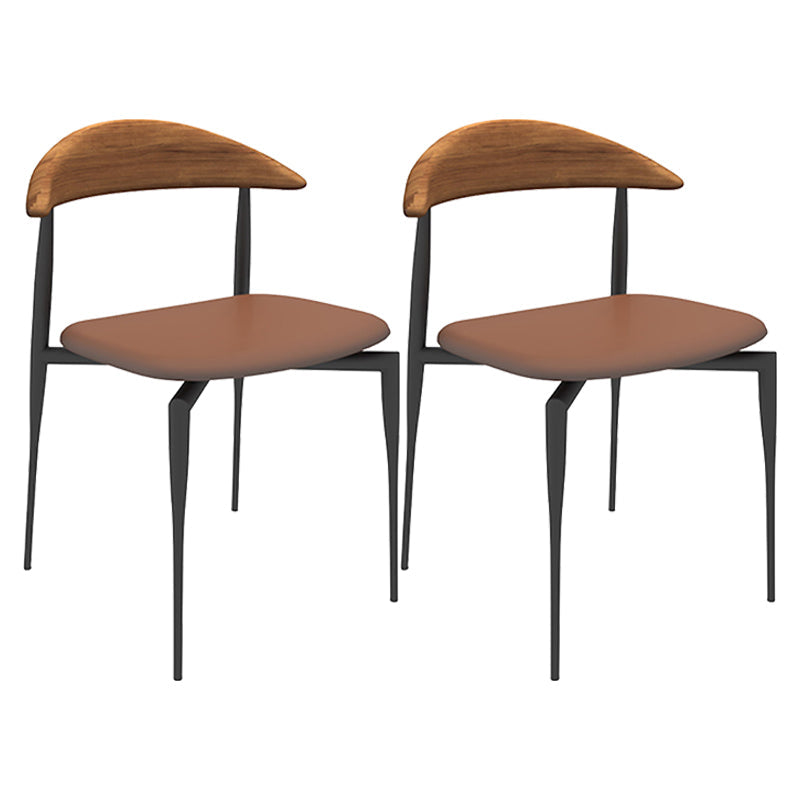 Faux Leather Side Chair Contemporary Open Back Dining Room Chair Brown 2 Piece Set Clearhalo 'Dining Chairs' 'Dining Tables & Seating' 'dining_chair' 'furn' 'furn_dining_chair' 'Furniture' 'furniture_dining_chair' 'Kitchen & Dining Furniture' 4985992