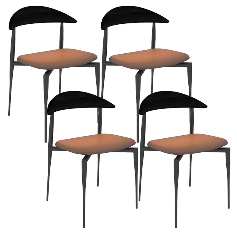 Faux Leather Side Chair Contemporary Open Back Dining Room Chair Black-Brown 4 Piece Set Clearhalo 'Dining Chairs' 'Dining Tables & Seating' 'dining_chair' 'furn' 'furn_dining_chair' 'Furniture' 'furniture_dining_chair' 'Kitchen & Dining Furniture' 4986000