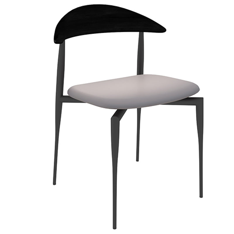 Faux Leather Side Chair Contemporary Open Back Dining Room Chair Black-Gray 1 Piece Clearhalo 'Dining Chairs' 'Dining Tables & Seating' 'dining_chair' 'furn' 'furn_dining_chair' 'Furniture' 'furniture_dining_chair' 'Kitchen & Dining Furniture' 4986002